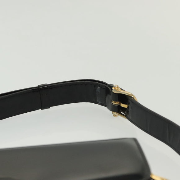 CELINE Horse Carriage Shoulder Bag Patent leather Black Gold Auth 142247