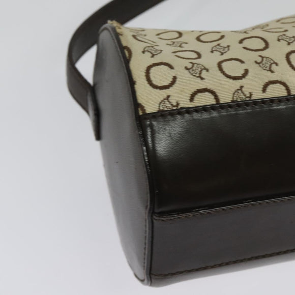 CELINE C Macadam Canvas Shoulder Bag Beige Gold Auth 142248