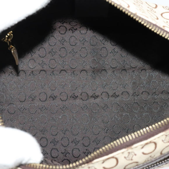 CELINE C Macadam Canvas Shoulder Bag Beige Gold Auth 142248
