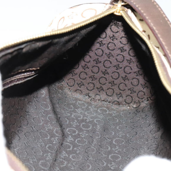 CELINE C Macadam Canvas Shoulder Bag Beige Gold Auth 142248