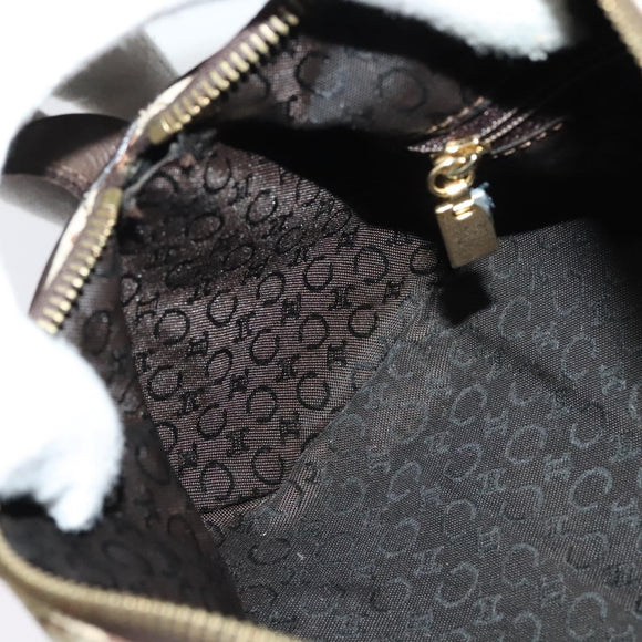 CELINE C Macadam Canvas Shoulder Bag Beige Gold Auth 142248