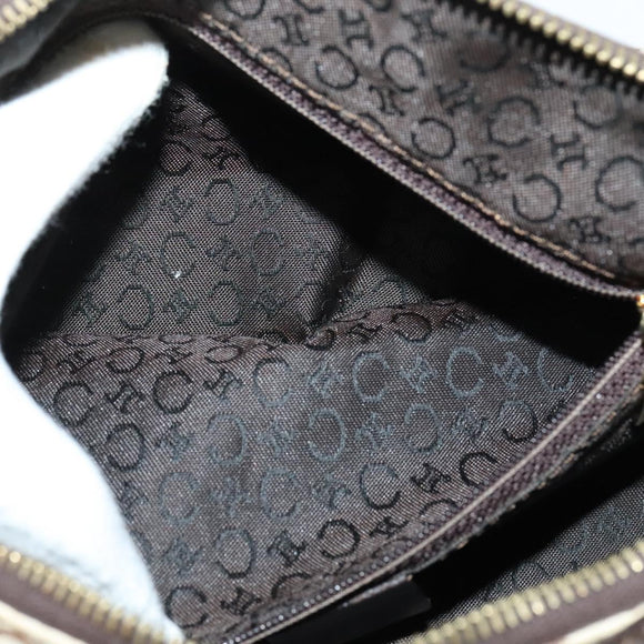 CELINE C Macadam Canvas Shoulder Bag Beige Gold Auth 142248