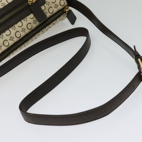 CELINE C Macadam Canvas Shoulder Bag Beige Gold Auth 142248