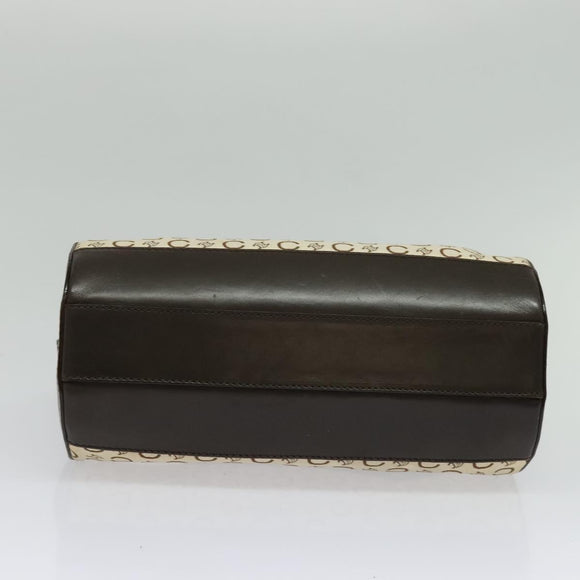 CELINE C Macadam Canvas Shoulder Bag Beige Gold Auth 142248