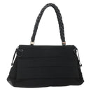 Salvatore Ferragamo Vala Hand Bag Canvas Black Silver Auth 142249-1