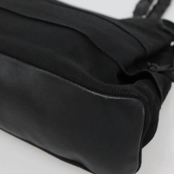 Salvatore Ferragamo Vala Hand Bag Canvas Black Silver Auth 142249