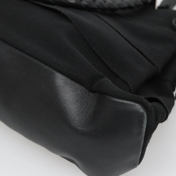 Salvatore Ferragamo Vala Hand Bag Canvas Black Silver Auth 142249