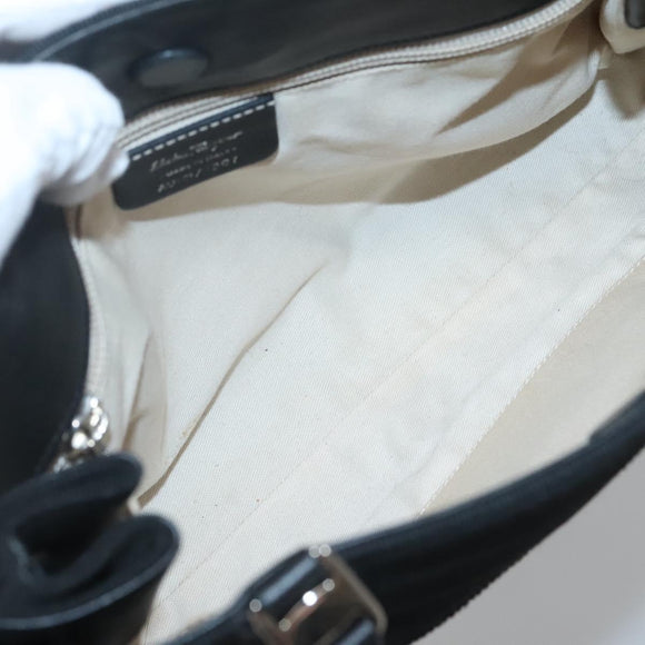 Salvatore Ferragamo Vala Hand Bag Canvas Black Silver Auth 142249