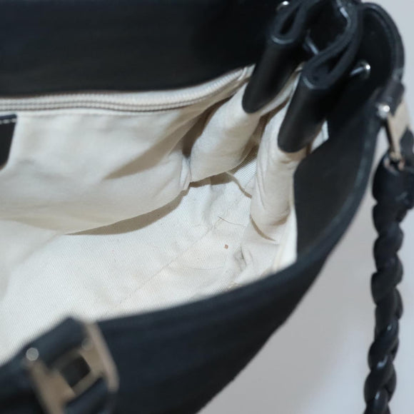 Salvatore Ferragamo Vala Hand Bag Canvas Black Silver Auth 142249