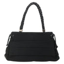 Salvatore Ferragamo Vala Hand Bag Canvas Black Silver Auth 142249-13