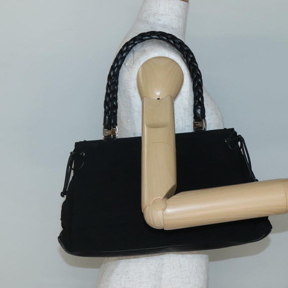 Salvatore Ferragamo Vala Hand Bag Canvas Black Silver Auth 142249