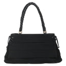 Salvatore Ferragamo Vala Hand Bag Canvas Black Silver Auth 142249-2