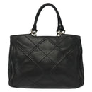 Salvatore Ferragamo Vala Hand Bag Leather Black Silver Auth 142250-2