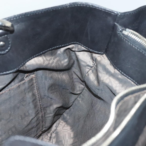 Salvatore Ferragamo Vala Hand Bag Leather Black Silver Auth 142250