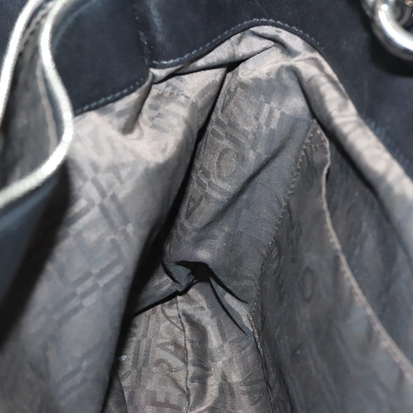 Salvatore Ferragamo Vala Hand Bag Leather Black Silver Auth 142250