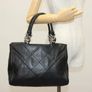Salvatore Ferragamo Vala Hand Bag Leather Black Silver Auth 142250-25