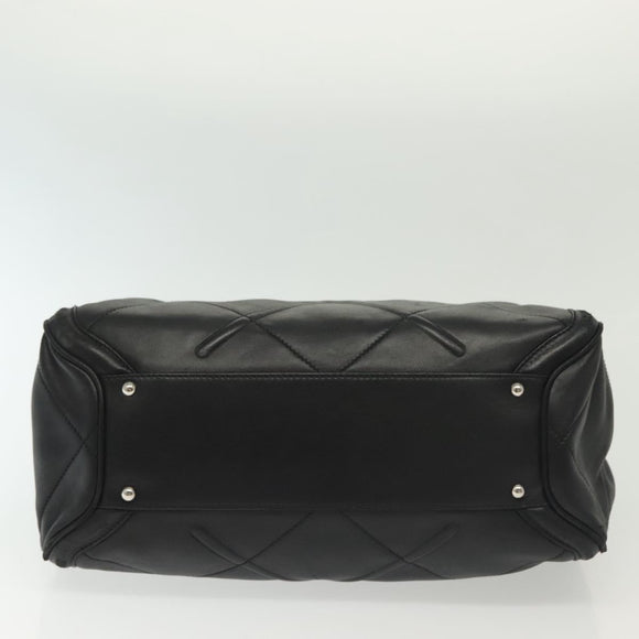 Salvatore Ferragamo Vala Hand Bag Leather Black Silver Auth 142250