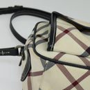 BURBERRY Nova Check Blue Label Shoulder Bag Canvas Beige Silver Auth 142252-9