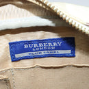 BURBERRY Nova Check Blue Label Shoulder Bag Canvas Beige Silver Auth 142252-10