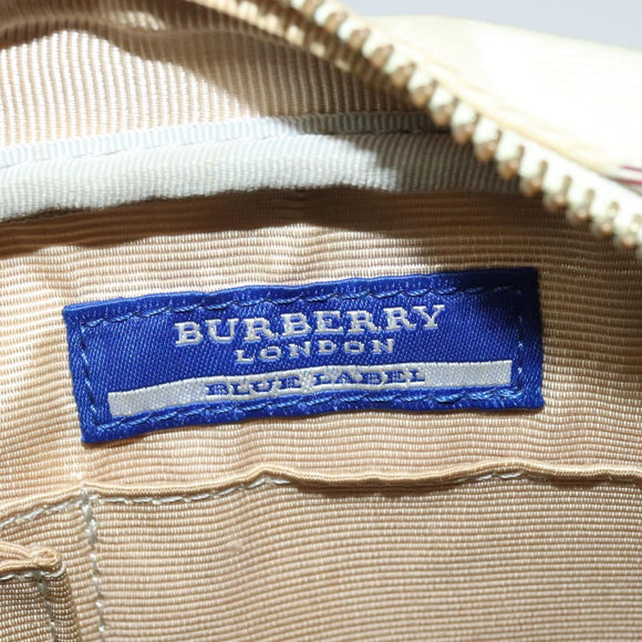 BURBERRY Nova Check Blue Label Shoulder Bag Canvas Beige Silver Auth 142252