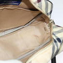 BURBERRY Nova Check Blue Label Shoulder Bag Canvas Beige Silver Auth 142252-18