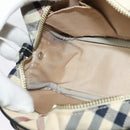 BURBERRY Nova Check Blue Label Shoulder Bag Canvas Beige Silver Auth 142252-19