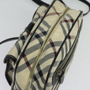 BURBERRY Nova Check Blue Label Shoulder Bag Canvas Beige Silver Auth 142252-6