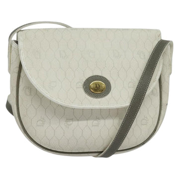 Christian Dior Honeycomb Canvas Shoulder Bag PVC White Gold Auth 142253