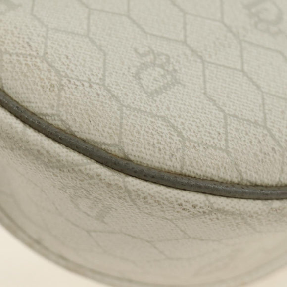 Christian Dior Honeycomb Canvas Schoudertas PVC Wit Goud Auth 142253