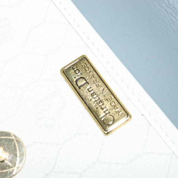 Christian Dior Honeycomb Canvas Shoulder Bag PVC White Gold Auth 142253