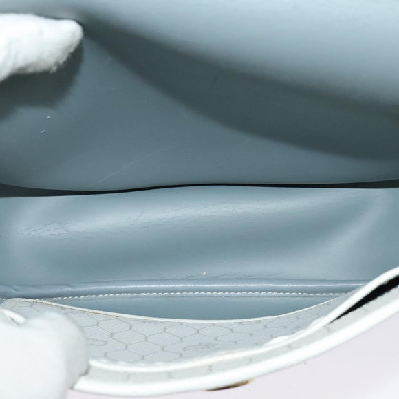 Christian Dior Honeycomb Canvas Shoulder Bag PVC White Gold Auth 142253