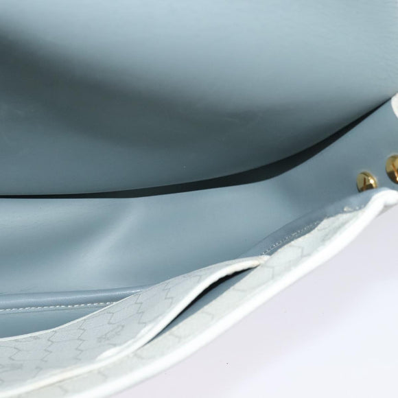 Christian Dior Honeycomb Canvas Shoulder Bag PVC White Gold Auth 142253