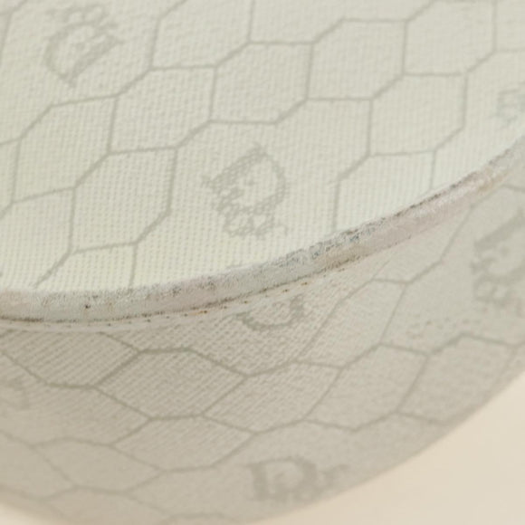 Christian Dior Honeycomb Canvas Schoudertas PVC Wit Goud Auth 142253