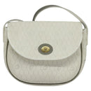Christian Dior Honeycomb Canvas Shoulder Bag PVC White Gold Auth 142253-13