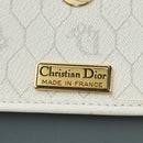 Christian Dior Honeycomb Canvas Schoudertas PVC Wit Goud Auth 142253-21