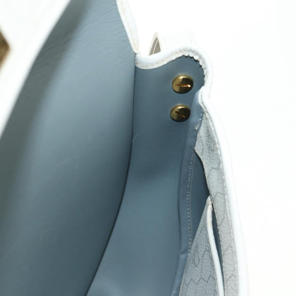 Christian Dior Honeycomb Canvas Shoulder Bag PVC White Gold Auth 142253