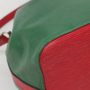 LOUIS VUITTON Epi Petit Noe Shoulder Bag Bicolor Green Red M44147 LV Auth 142256-16