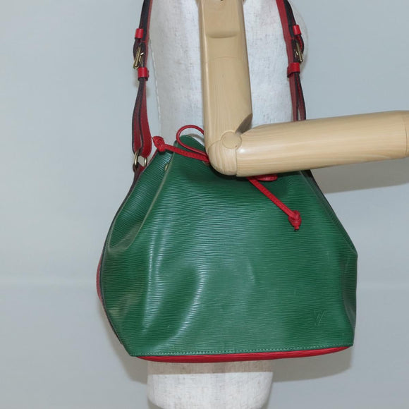 LOUIS VUITTON Epi Petit Noe Shoulder Bag Bicolor Green Red M44147 LV Auth 142256