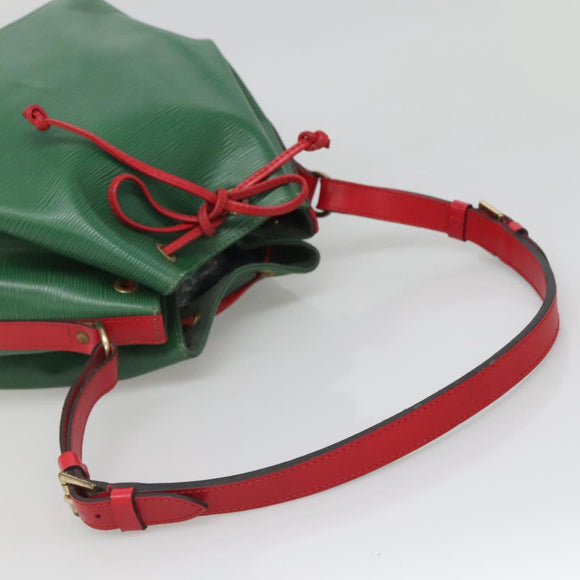 LOUIS VUITTON Epi Petit Noe Shoulder Bag Bicolor Green Red M44147 LV Auth 142256