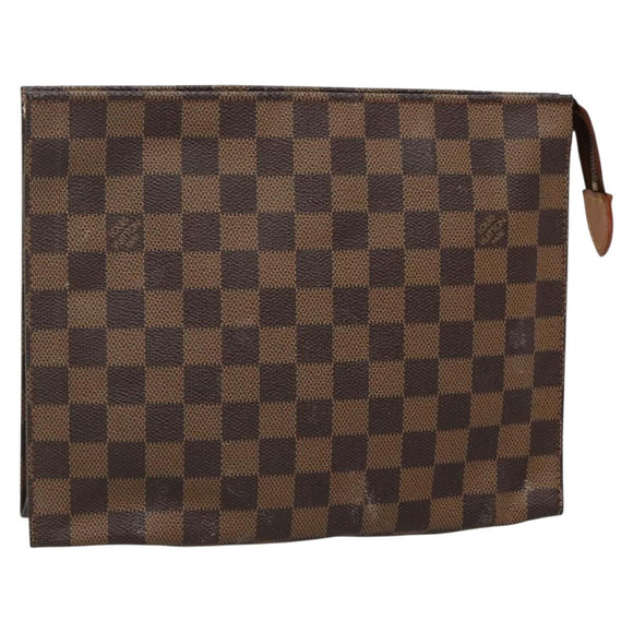 LOUIS VUITTON Damier Ebene Poche Toilette 26 Pouch N47543 LV Auth 142258