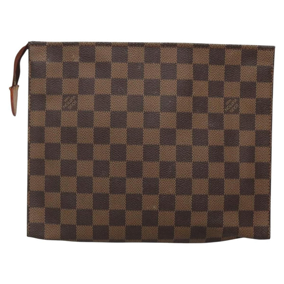 LOUIS VUITTON Damier Ebene Poche Toilette 26 Pouch N47543 LV Auth 142258