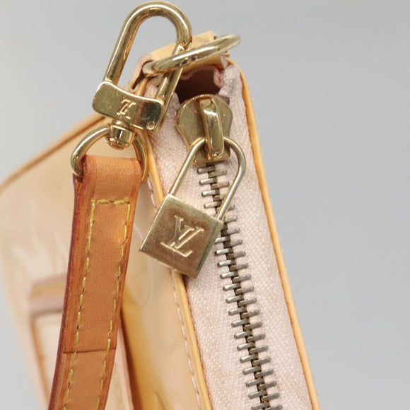 LOUIS VUITTON Vernis Mallory Square Accessory Pouch Pink M91292 LV Auth 142265