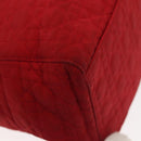 Christian Dior Canage Lady Dior Hand Bag Nylon Red Gold Auth 142266-15