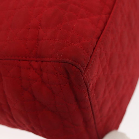 Christian Dior Canage Lady Dior Hand Bag Nylon Red Gold Auth 142266