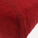 Christian Dior Canage Lady Dior Hand Bag Nylon Red Gold Auth 142266-16