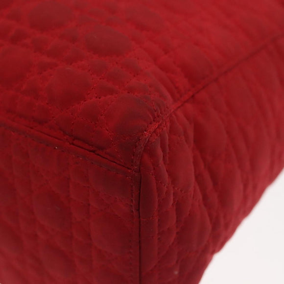 Christian Dior Canage Lady Dior Hand Bag Nylon Red Gold Auth 142266