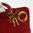 Christian Dior Canage Lady Dior Hand Bag Nylon Red Gold Auth 142266-17