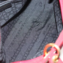 Christian Dior Canage Lady Dior Hand Bag Nylon Red Gold Auth 142266-12