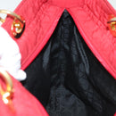 Christian Dior Canage Lady Dior Hand Bag Nylon Red Gold Auth 142266-20