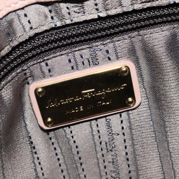 Salvatore Ferragamo Gancini Hand Bag Leather 2way Purple Gold Auth 142267